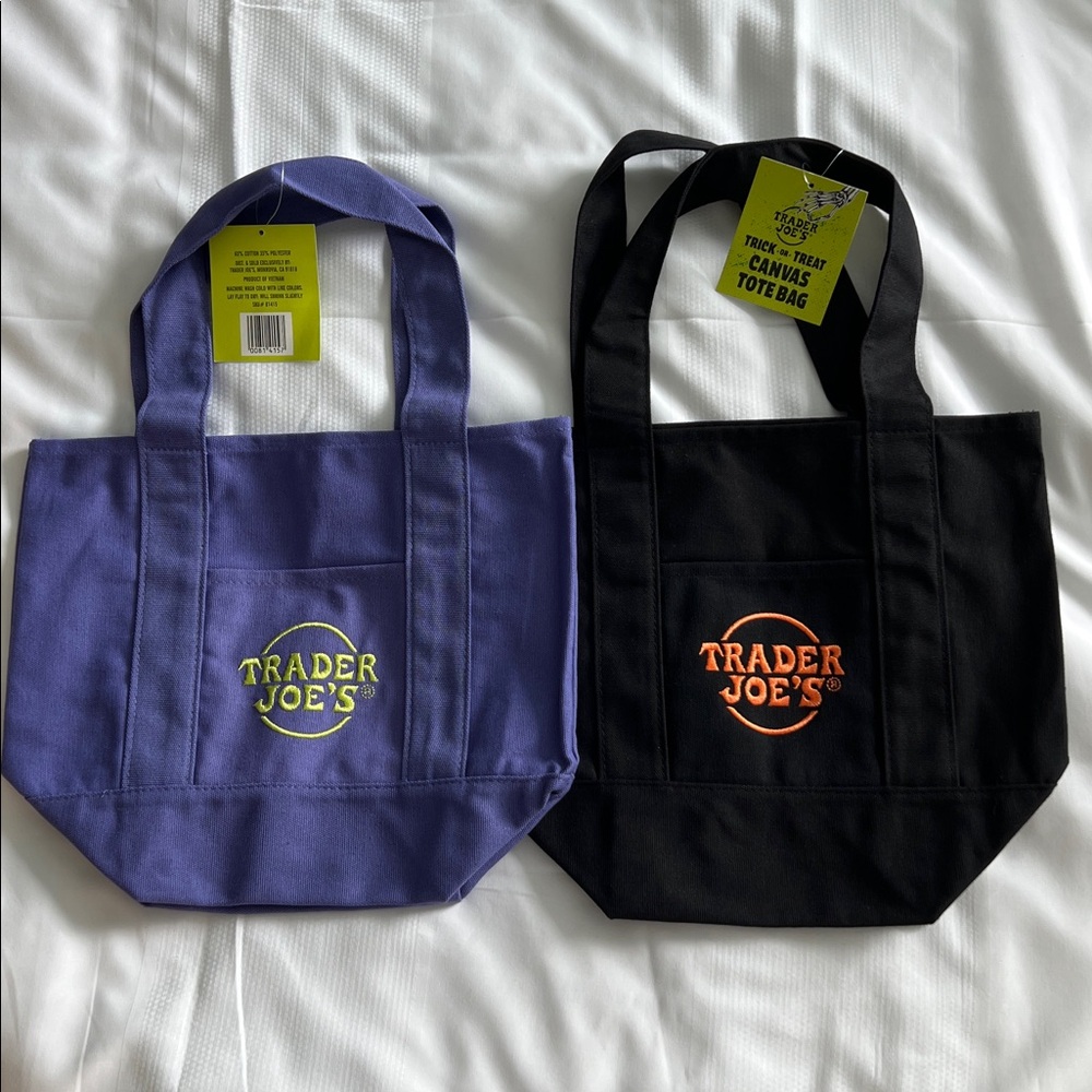 Trader Joe's Purple and Black mini Tote Bags